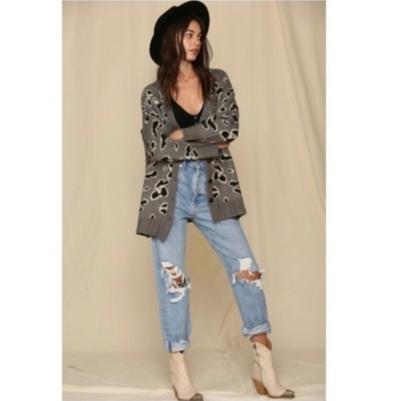 #19 Leopard Print Button Front Cardigan Sweater - Picture 3 of 5